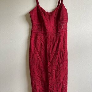 Express Vibrant Red Lace Dress